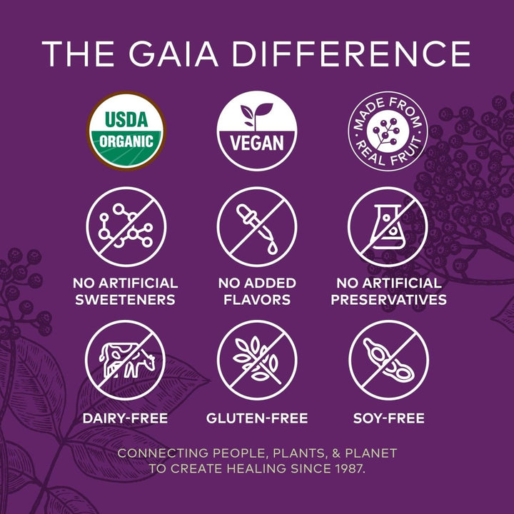 Gaia Herbs GaiaKids Black Elderberry Daily Gummies for Kids - Delicious Immune Support Supplement - Certified Organic Black Elderberries for Immune System Support - 40 Gummies (40 - Day Supply) - The Oasis of Health