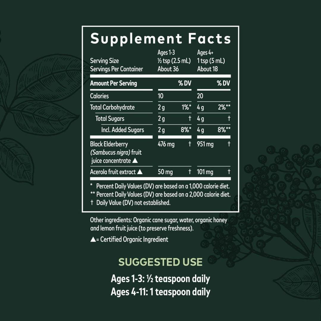 Gaia Herbs GaiaKids Black Elderberry Syrup - Delicious Immune Support Supplement for Kids - with Organic Black Elderberries and Honey - USDA Certified Organic Black Elderberry Syrup - 3 Fluid Ounces - The Oasis of Health