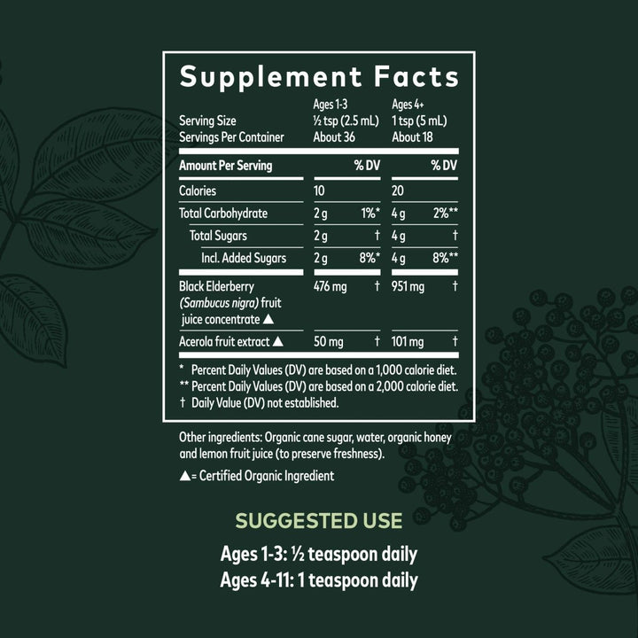 Gaia Herbs GaiaKids Black Elderberry Syrup - Delicious Immune Support Supplement for Kids - with Organic Black Elderberries and Honey - USDA Certified Organic Black Elderberry Syrup - 3 Fluid Ounces - The Oasis of Health