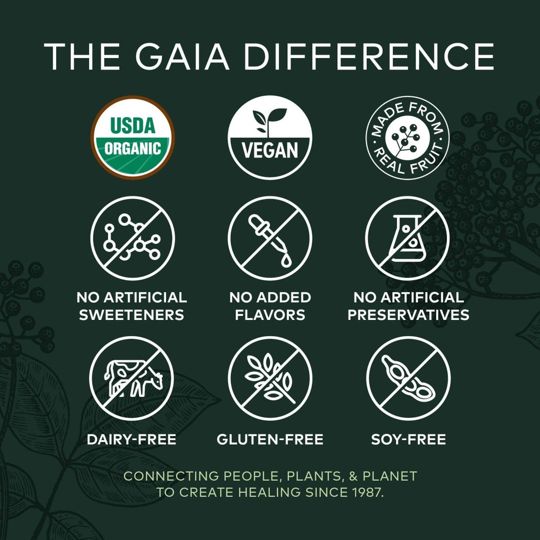 Gaia Herbs GaiaKids Black Elderberry Syrup - Delicious Immune Support Supplement for Kids - with Organic Black Elderberries and Honey - USDA Certified Organic Black Elderberry Syrup - 3 Fluid Ounces - The Oasis of Health