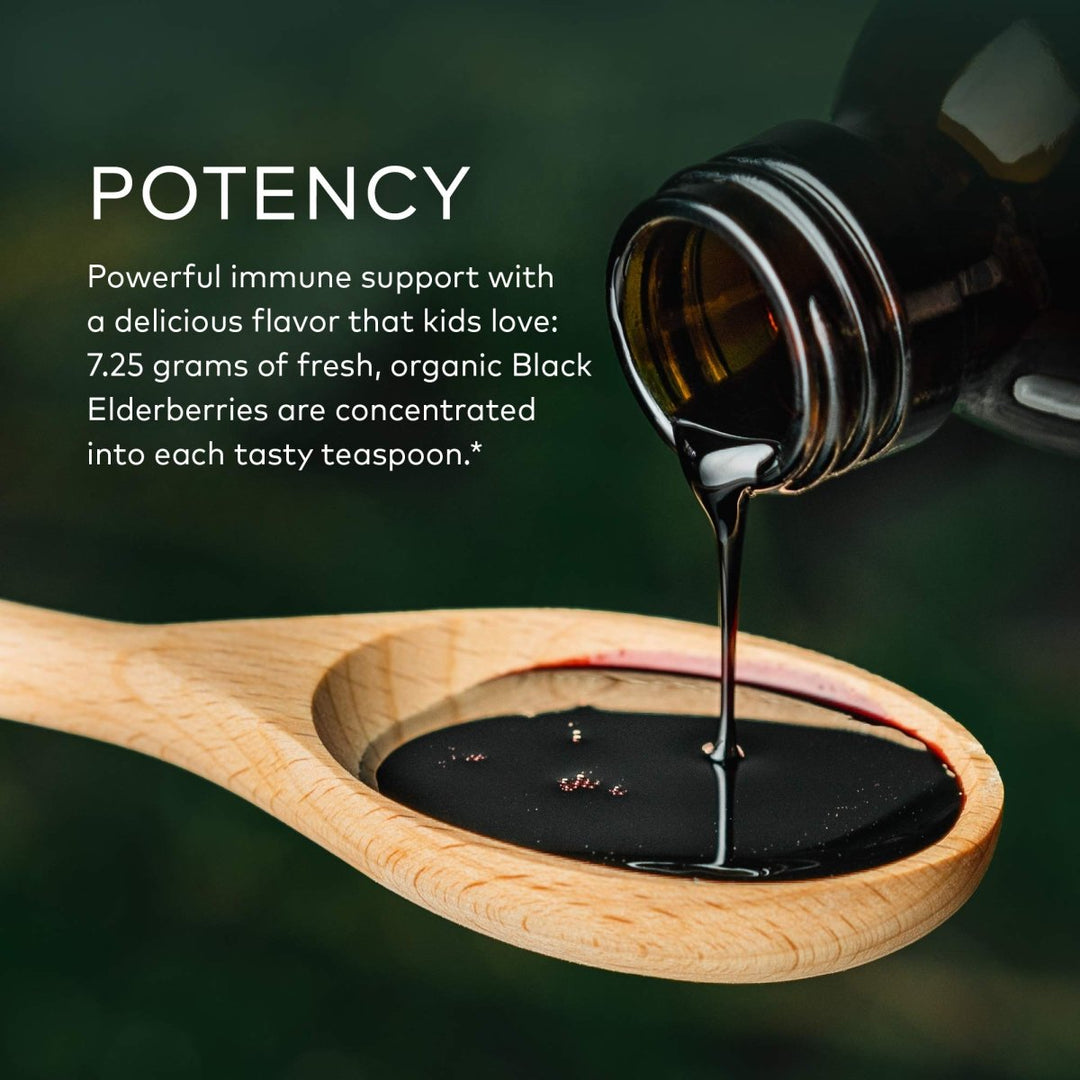 Gaia Herbs GaiaKids Black Elderberry Syrup - Delicious Immune Support Supplement for Kids - with Organic Black Elderberries and Honey - USDA Certified Organic Black Elderberry Syrup - 3 Fluid Ounces - The Oasis of Health