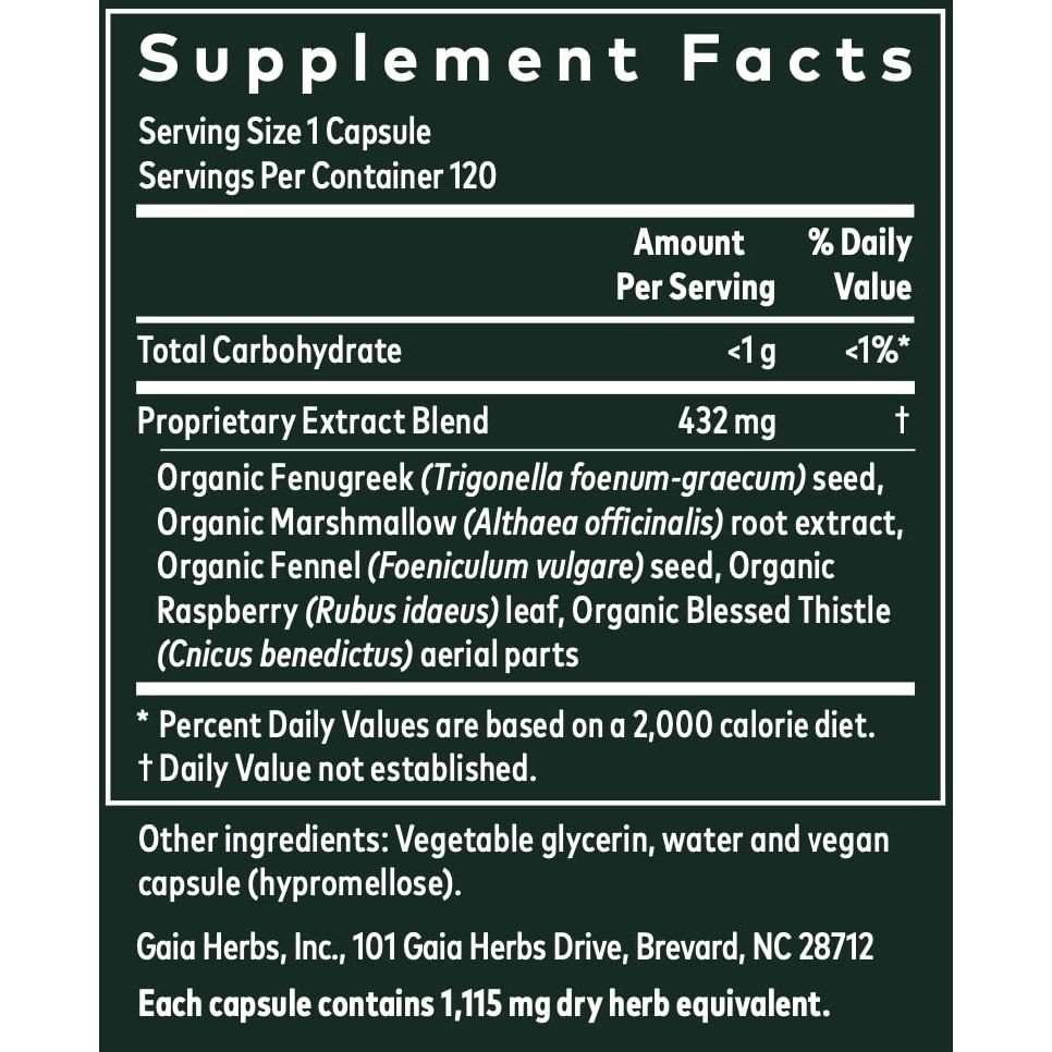 Gaia Herbs Lactation Support, Vegan Liquid Capsules, 120 Count - Lactation Supplement for Breastfeeding Mothers, Supports Healthy Milk Flow & Enhances Breast Milk Nutrition - The Oasis of Health