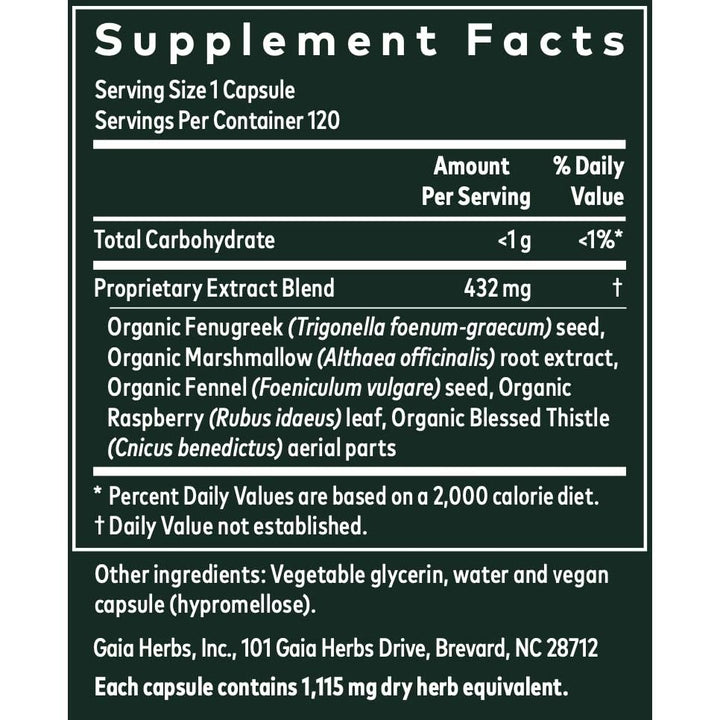 Gaia Herbs Lactation Support, Vegan Liquid Capsules, 120 Count - Lactation Supplement for Breastfeeding Mothers, Supports Healthy Milk Flow & Enhances Breast Milk Nutrition - The Oasis of Health