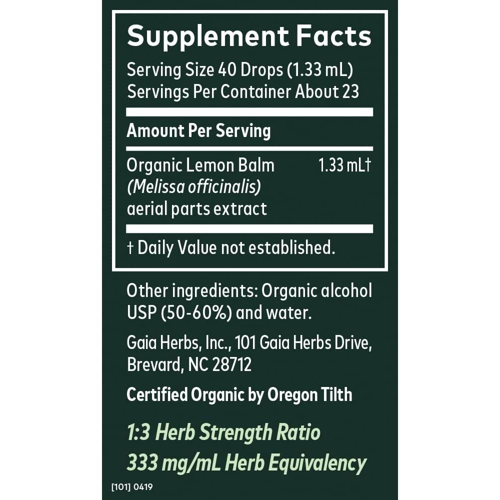 Gaia Herbs Lemon Balm 1 Fl Oz, Liquid Extract - The Oasis of Health