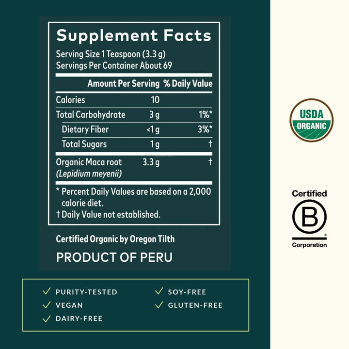 Gaia Herbs Maca Powder - Natural Energy Supplement - Supports and Maintains Healthy Energy and Stamina - Made with USDA Certified Organic Maca Root (Lepidium meyenii) - 8 Oz (69 - Day Supply) - The Oasis of Health