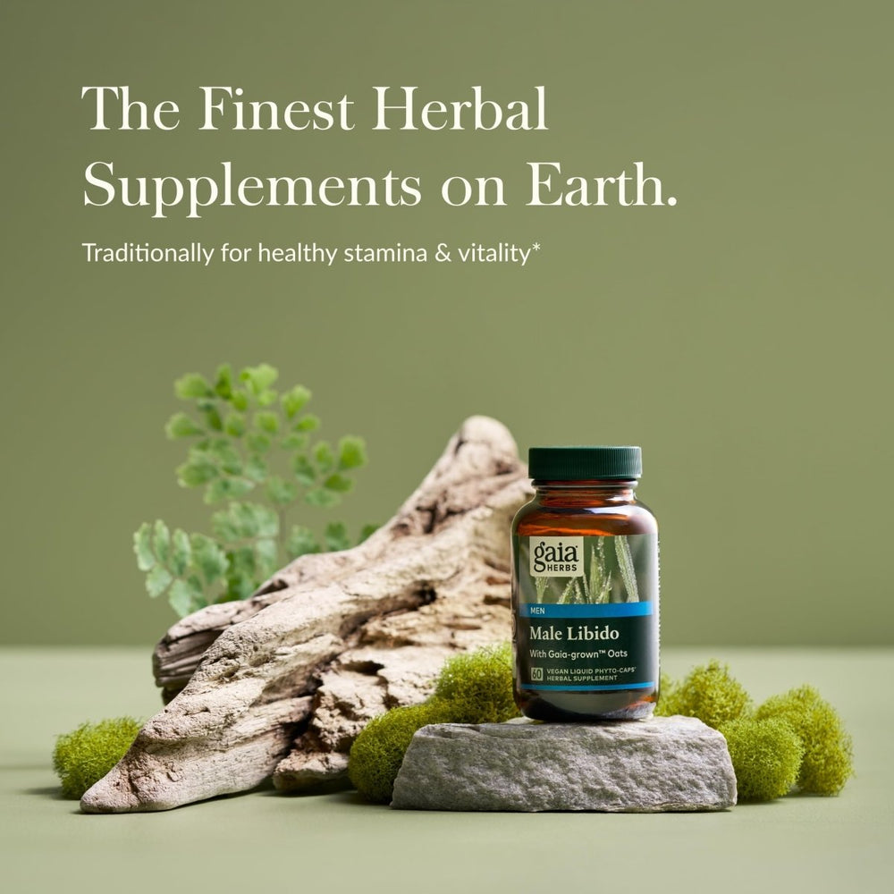 Gaia Herbs Male Libido - Herbal Supplement with Saw Palmetto, Maca & Oats - Supports Stamina, Vitality & Hormone Balance for Men - 60 Vegan Liquid Phyto - Capsules (20 - Day Supply) - The Oasis of Health