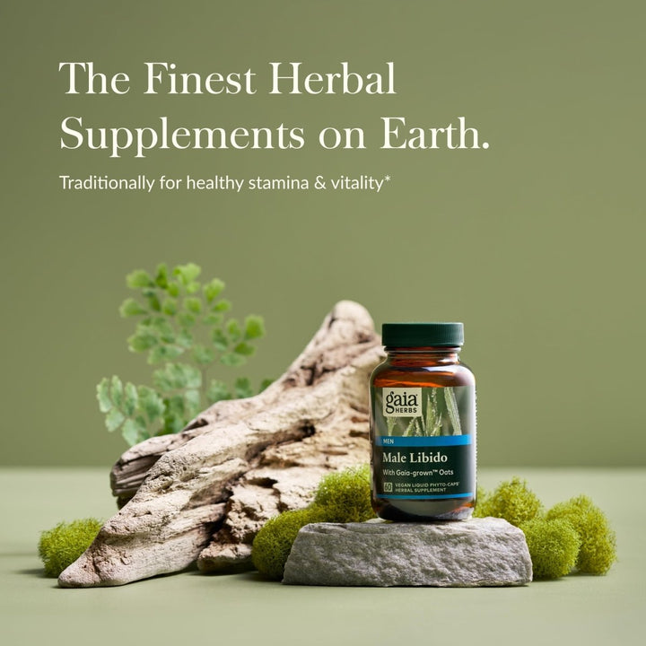 Gaia Herbs Male Libido - Herbal Supplement with Saw Palmetto, Maca & Oats - Supports Stamina, Vitality & Hormone Balance for Men - 60 Vegan Liquid Phyto - Capsules (20 - Day Supply) - The Oasis of Health
