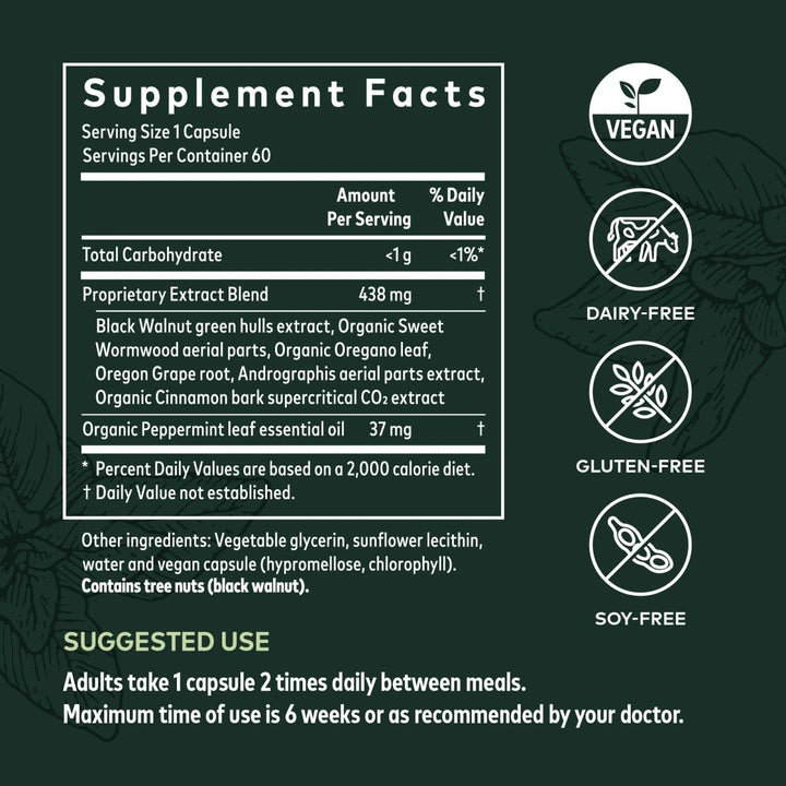 Gaia Herbs Microbiome Cleanse - with Black Walnut, Sweet Wormwood, Oregano & Peppermint - Helps Balance The GI Tract While Supporting Digestive Health - 60 Vegan Liquid Phyto - Capsules (30 - Day Supply) - The Oasis of Health