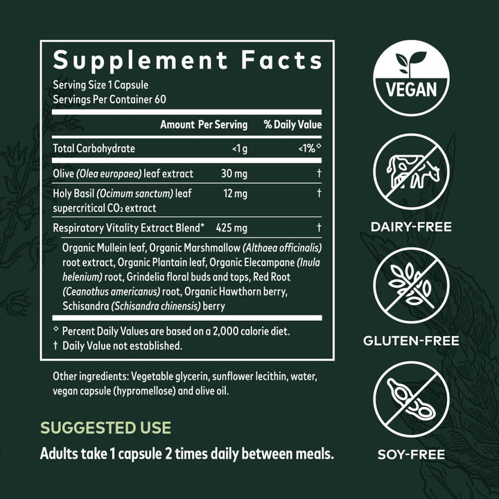 Gaia Herbs Mighty Lungs - 60 Vegan Liquid Phyto - Capsules (30 - Day Supply) - The Oasis of Health