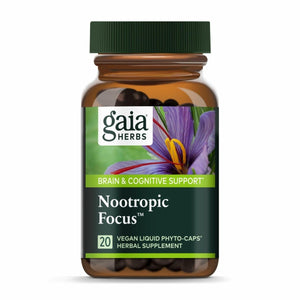 Gaia Herbs Nootropic Focus - Brain & Cognitive Support Supplement to Help Maintain Healthy Concentration* - with Saffron, Lemon Balm & Spearmint - 20 - The Oasis of Health