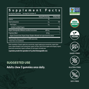 Gaia Herbs Organic Ashwagandha Gummies, Stress Support, Cinnamon, Ginger, Gluten Free, Vegan, 45 Count - The Oasis of Health