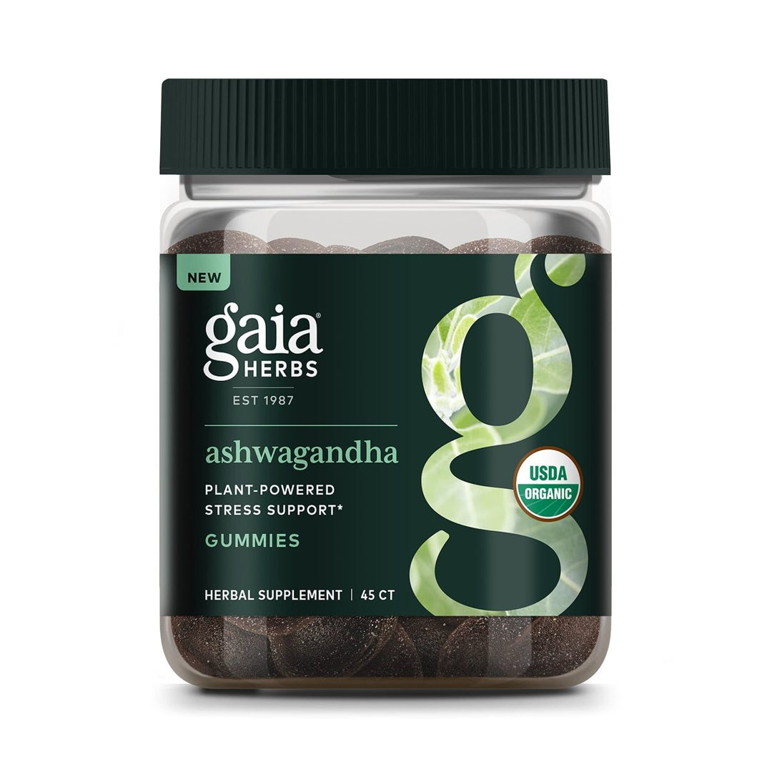 Gaia Herbs Organic Ashwagandha Gummies, Stress Support, Cinnamon, Ginger, Gluten Free, Vegan, 45 Count - The Oasis of Health