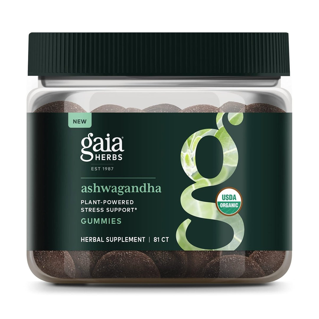 Gaia Herbs Organic Ashwagandha Gummies, Stress Support, Cinnamon, Ginger, Gluten Free, Vegan, 81 Count - The Oasis of Health