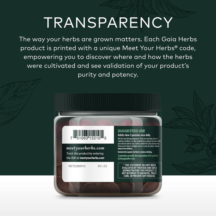 Gaia Herbs Organic Ashwagandha Gummies, Stress Support, Cinnamon, Ginger, Gluten Free, Vegan, 81 Count - The Oasis of Health