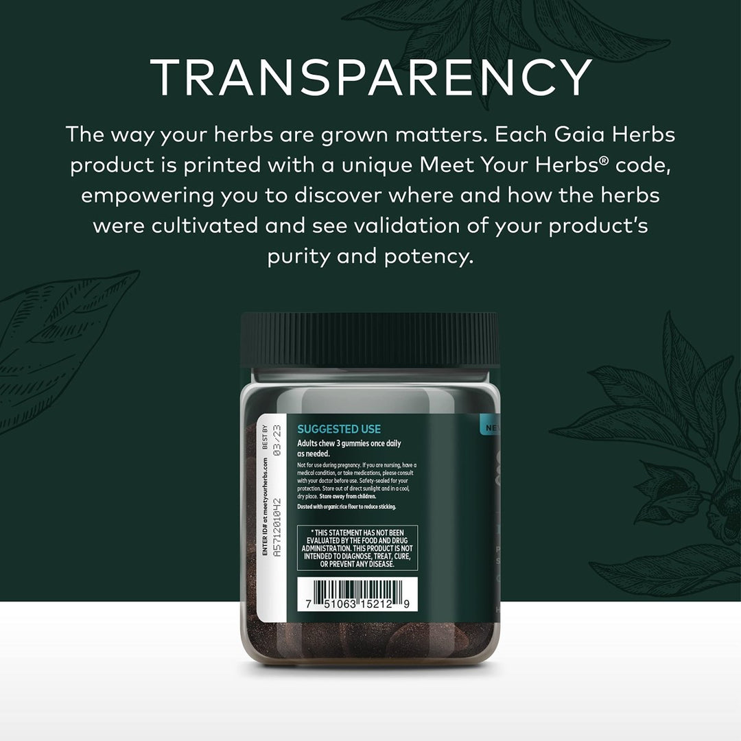 Gaia Herbs Organic Relax Gummies, Stress Relief, Anti - Stress Support, Holy Basil, Lemon Balm, Passionflower, USDA Certified Organic, Non - GMO, Gluten Free, Vegan, 45 Count (Pack of 1) - The Oasis of Health