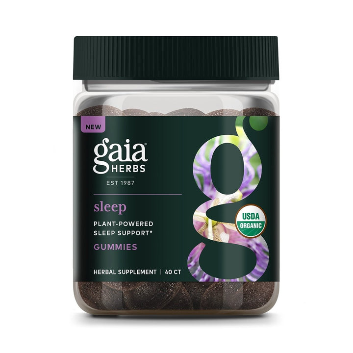 Gaia Herbs Organic Sleep Gummies, Sleep Support, Ashwagandha, Organic Reishi Mushroom, Passionflower, USDA Certified Organic, Non - GMO, Gluten Free, Vegan, 40 Count - The Oasis of Health