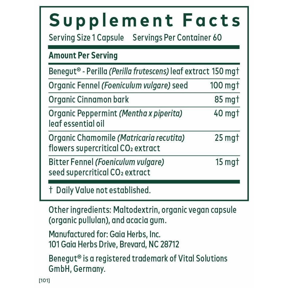 Gaia Herbs Pro GI - BFF Digestive Health Support Supplement* - GI Health Supplement with Organic Fennel & Cinnamon Bark - Benegut for Occasional Gas & Bloating* - 60 Powder Capsules (60 Servings) - The Oasis of Health