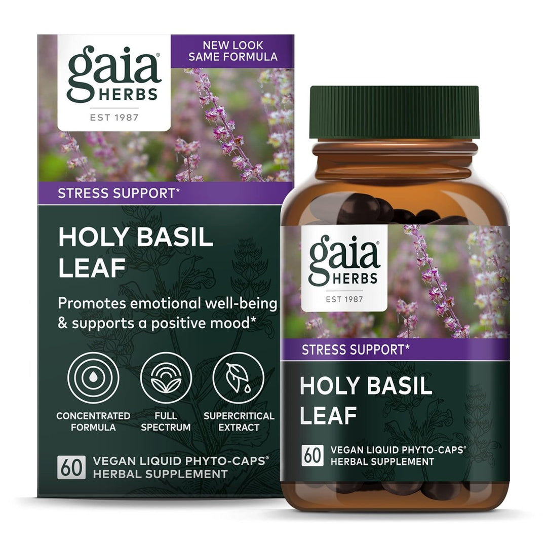 Gaia Herbs Pro Holy Basil Leaf - Stress Support Supplement with Holy Basil - Herbal Supplements to Support a Positive Mindset - 60 Liquid Phyto - Caps - The Oasis of Health
