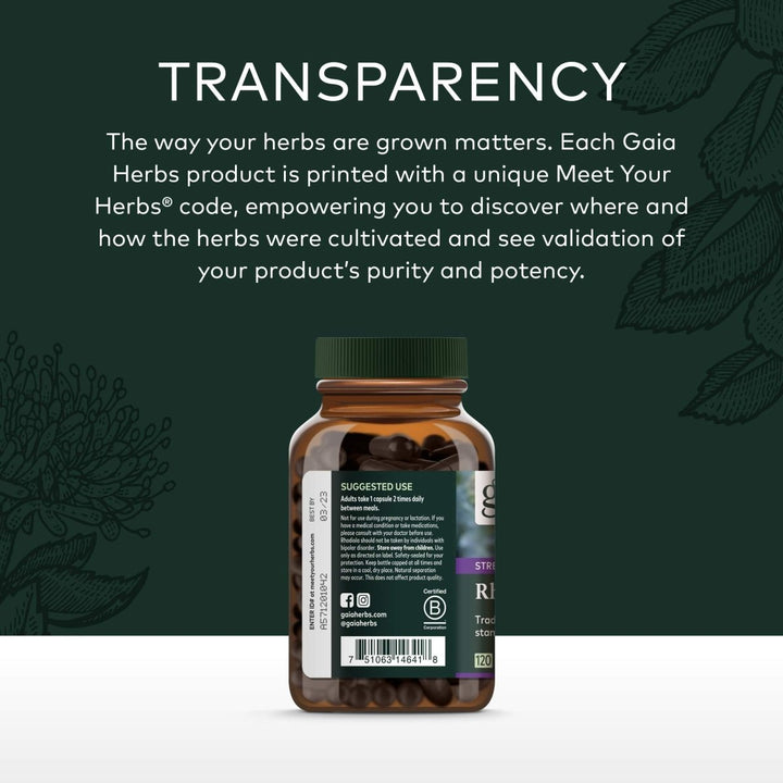 Gaia Herbs, Rhodiola Rosea Vegan Liquid Phyto Capsules - ? Stress Support Supplement, Adaptogenic Herb, 120 - Count (Pack of 1) - The Oasis of Health