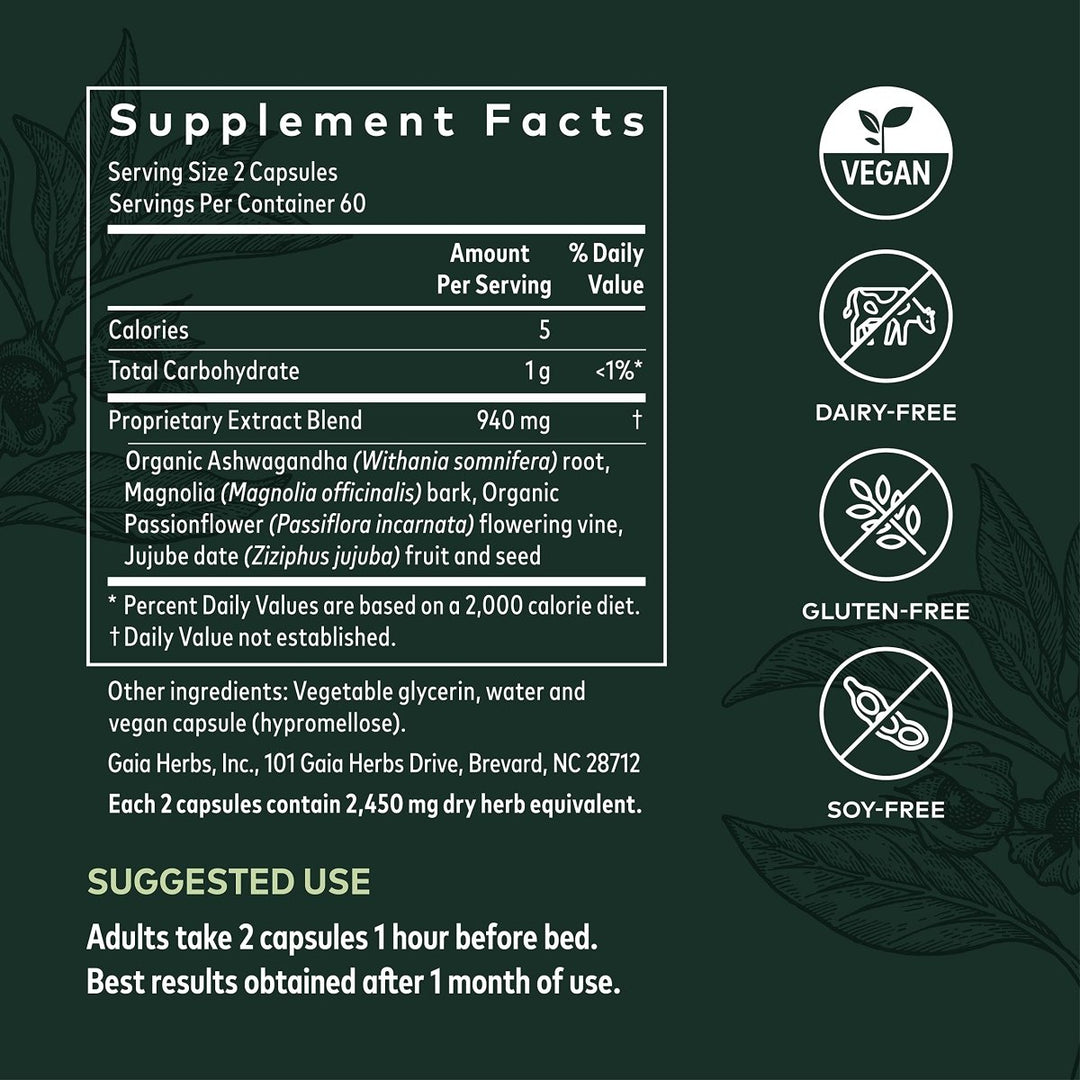 Gaia Herbs SleepThru Sleep Maintenance - Natural Sleep Support Supplement - 120 Vegan Liquid Phyto - Capsules (60 - Day Supply) - The Oasis of Health