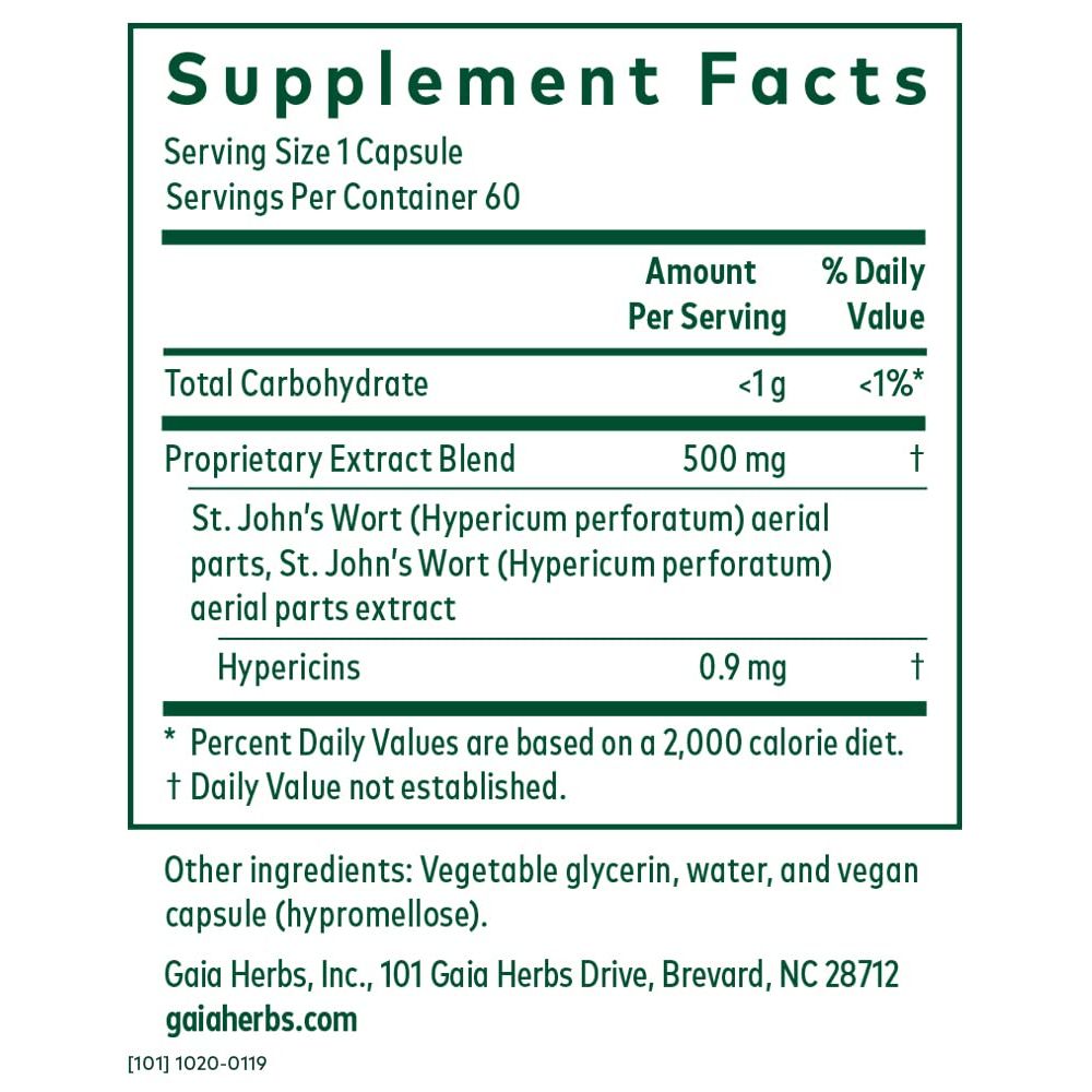 Gaia Herbs St. John's Wort, 60 Liquid - Filled Capsules, Professional Solutions - The Oasis of Health