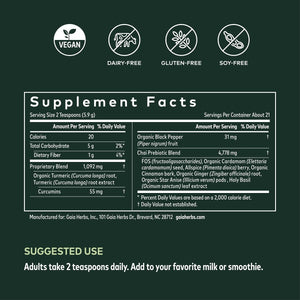 Gaia Herbs Turmeric Boost Restore - Turmeric Drink Mix Supporting a Healthy Response to Swelling in Adults - with Turmeric Curcumin, Black Pepper, Holy Basil & Ginger - 4.3 Ounces (21 - Day Supply) - The Oasis of Health