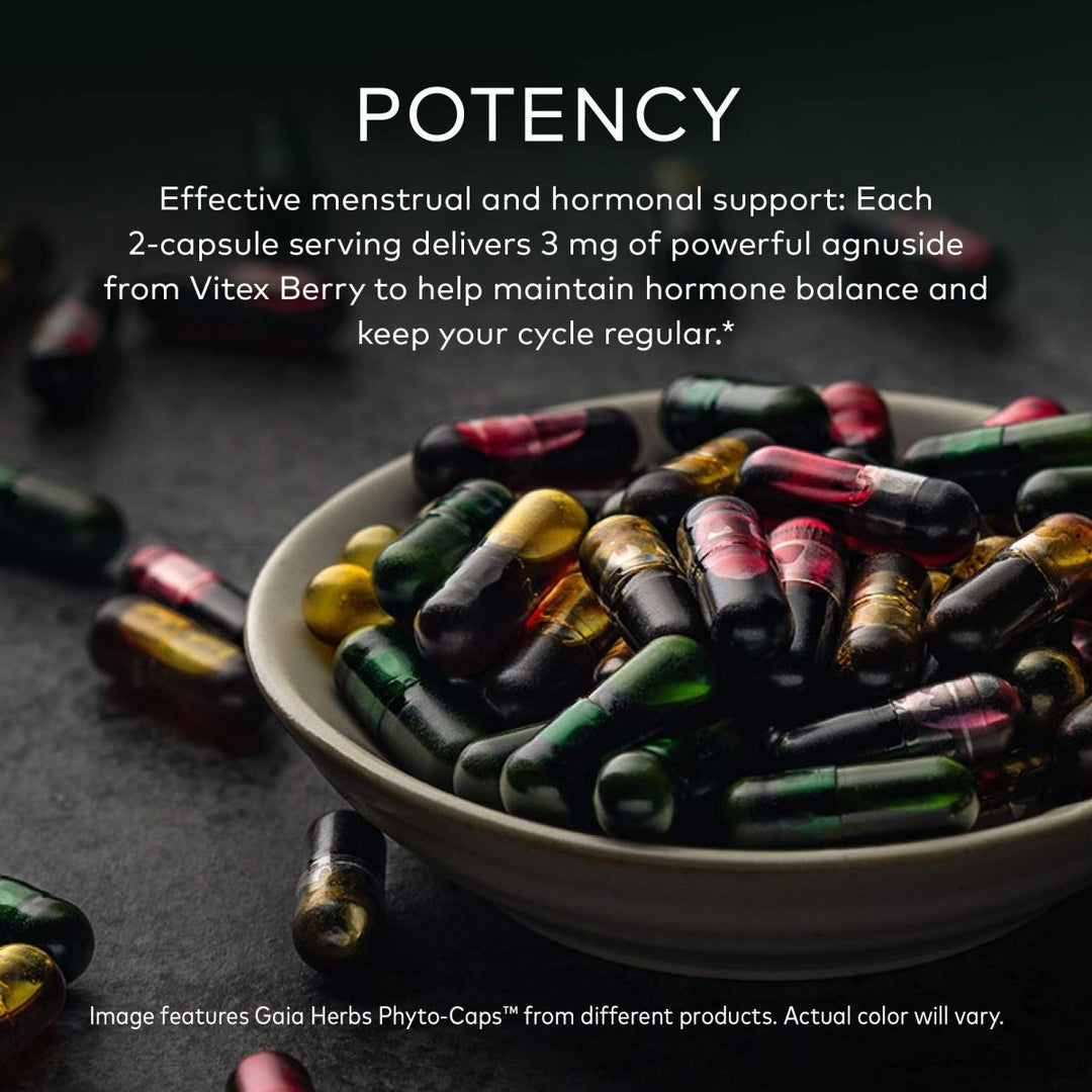 Gaia Herbs Vitex Berry, Chasteberry, Hormone Balance for Women, Vegan Liquid Capsules, Black 60 Count - The Oasis of Health