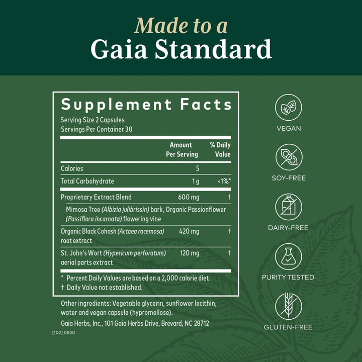 Gaia PRO Female Hormone Formula PM - Menopause Supplement for Women - with Organic Black Cohosh, Mimosa, Passionflower & St. John?s Wort - 60 Vegan Liquid Phyto - Capsules (30 Servings) - The Oasis of Health