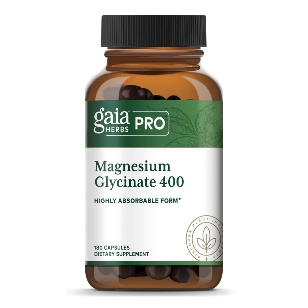 Gaia PRO Magnesium Glycinate 400 - Sleep Support & Stress Relief - Support for Nervousness - with Magnesium - 180 Capsules (60 Servings) - The Oasis of Health