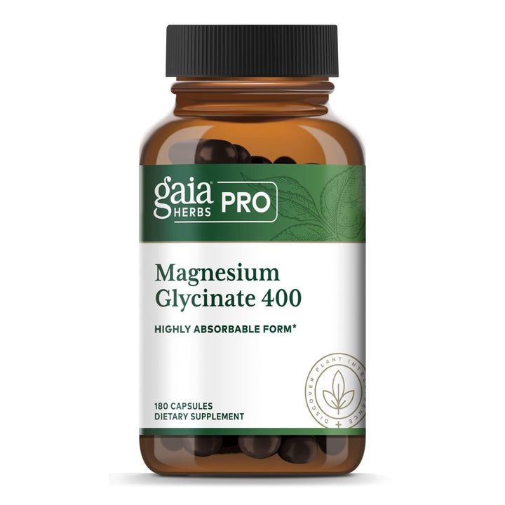 Gaia PRO Magnesium Glycinate 400 - Sleep Support & Stress Relief - Support for Nervousness - with Magnesium - 180 Capsules (60 Servings) - The Oasis of Health