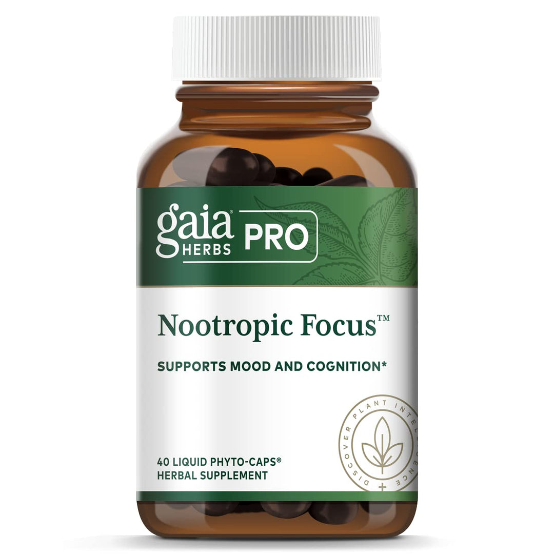 Gaia PRO Nootropic Focus - Supports Healthy Concentration - with Saffron Extract, Ginkgo Biloba, Organic Spearmint Extract & Lemon Balm Extract - 40 Vegan Liquid Phyto - Capsules (20 Servings) - The Oasis of Health