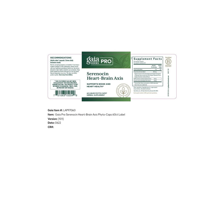 Gaia PRO Serenocin Heart - Brain Axis 60 Vcaps - The Oasis of Health