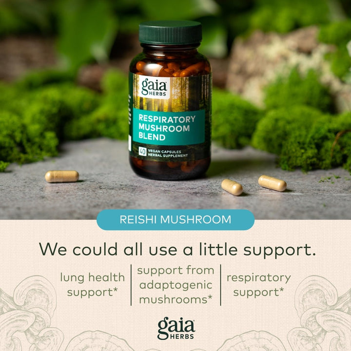 Gaia Respiratory Mushroom Blend 40 Vcaps - The Oasis of Health