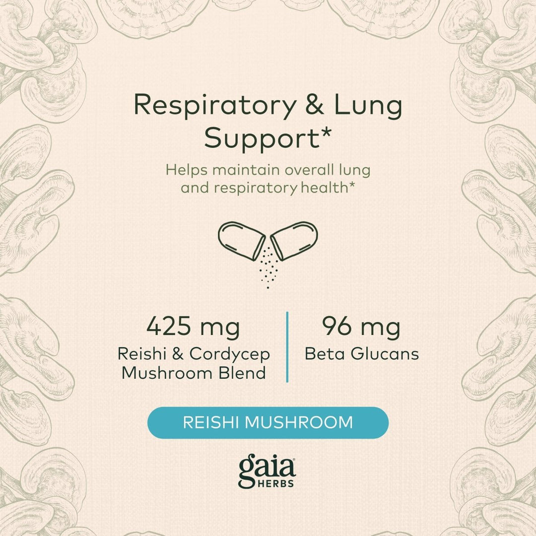 Gaia Respiratory Mushroom Blend 40 Vcaps - The Oasis of Health