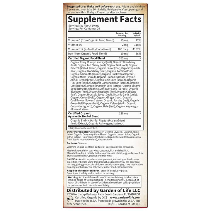 Garden of Life - mykind Organics Plant Iron & Organic Herbs liquid - 8 oz. - The Oasis of Health