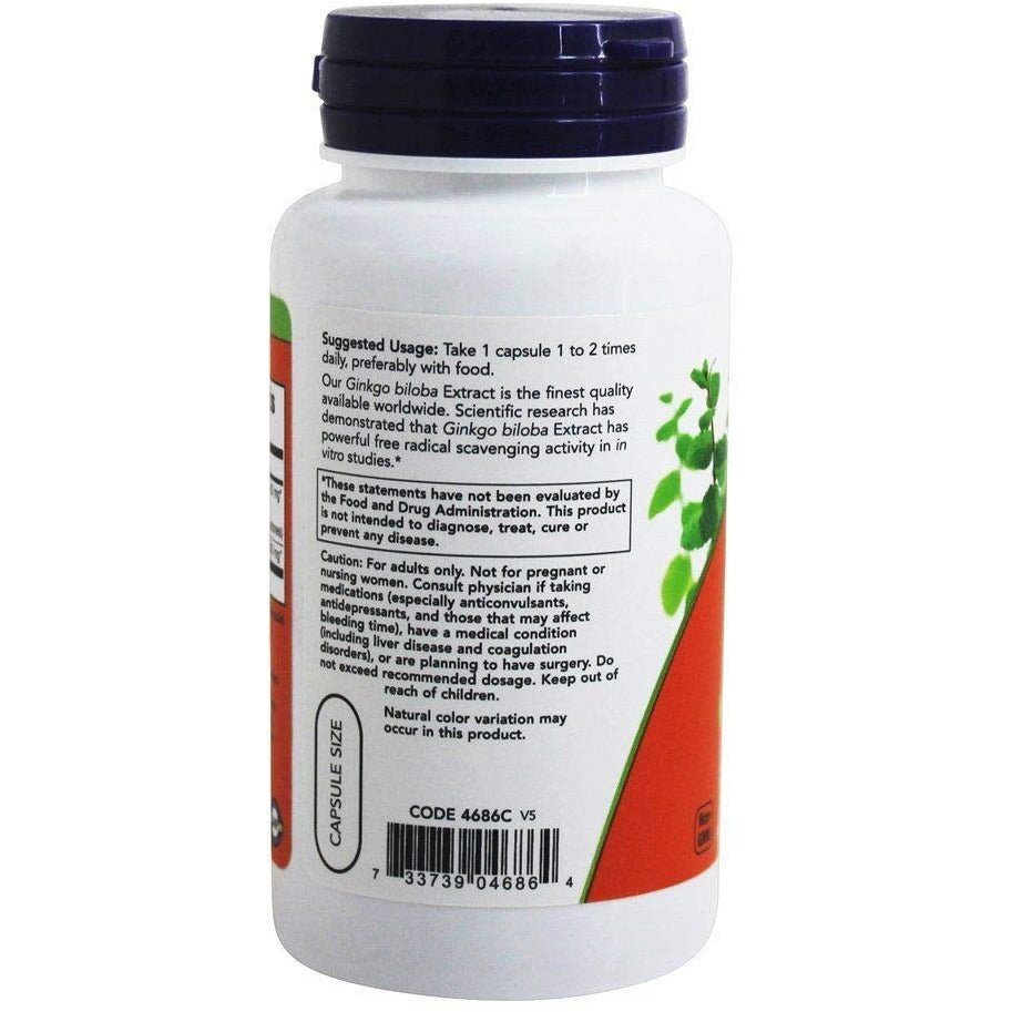 Ginkgo Biloba 60mg 24% Extract Now Foods 60 Caps - The Oasis of Health