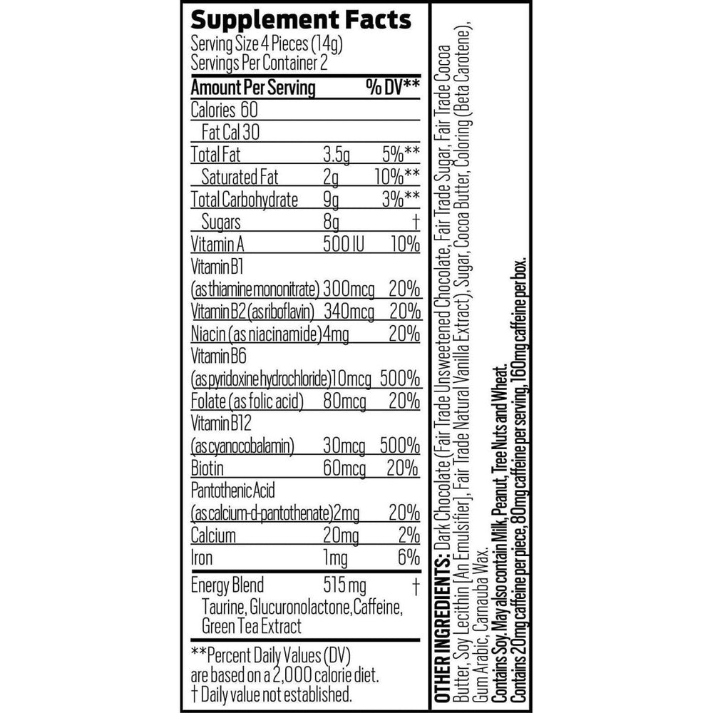 Good Day Chocolate Energy Supplement with Caffeine, 8 pieces, 12 pack - The Oasis of Health