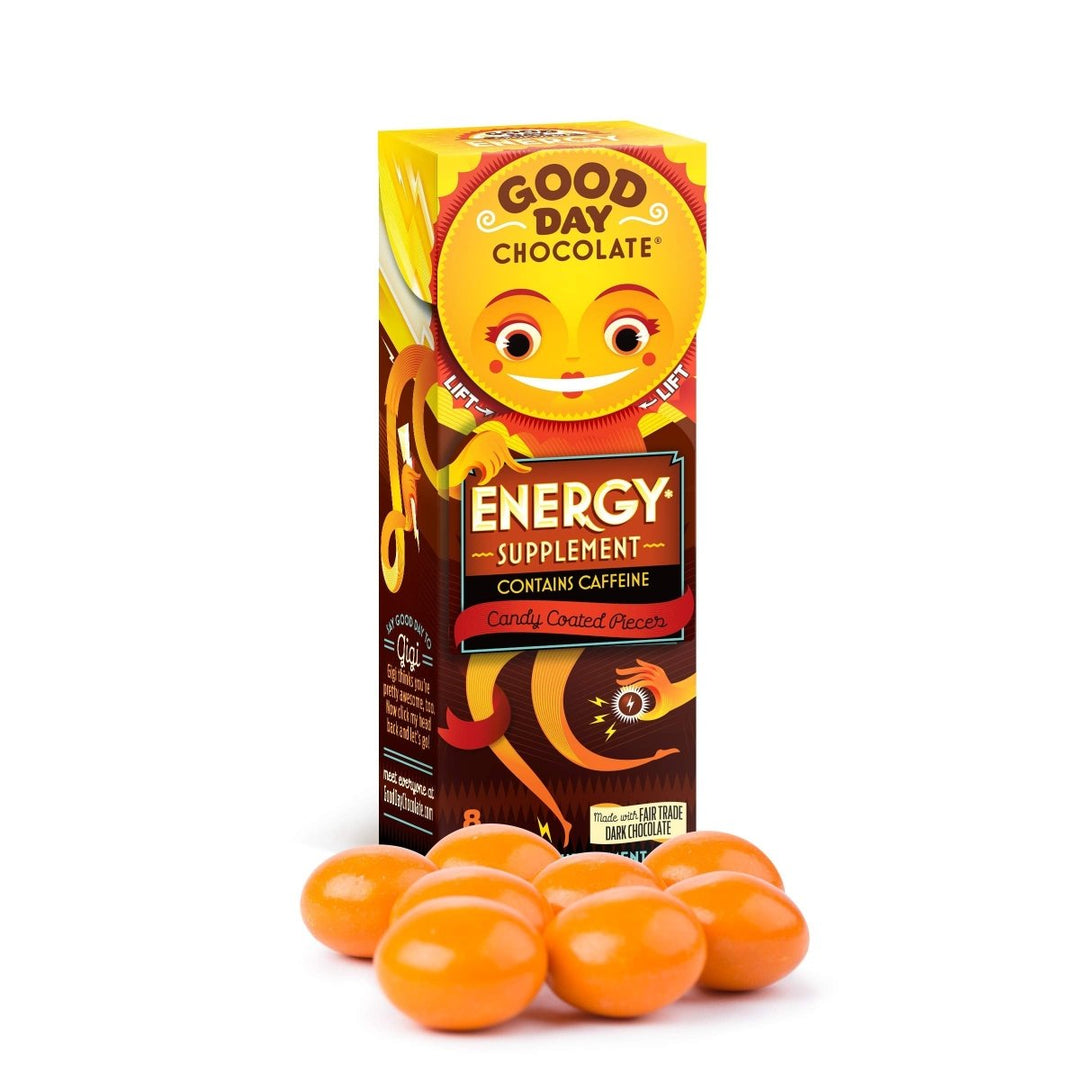 Good Day Chocolate Energy Supplement with Caffeine, 8 pieces, 12 pack - The Oasis of Health