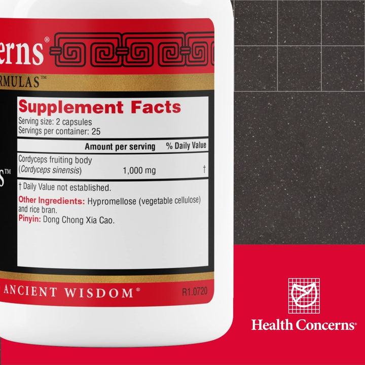 Health Concerns Cordyceps PS - Lung Health & Respiratory System Supplement - 50 Capsules - The Oasis of Health