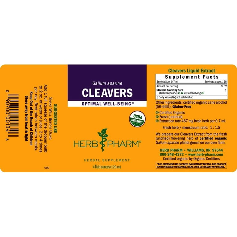 Herb Pharm Cleavers 4oz - The Oasis of Health
