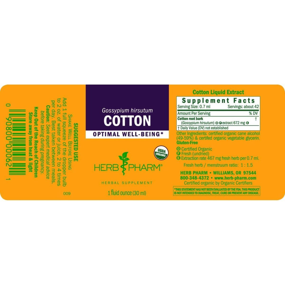 Herb Pharm Cotton Root 1oz - The Oasis of Health