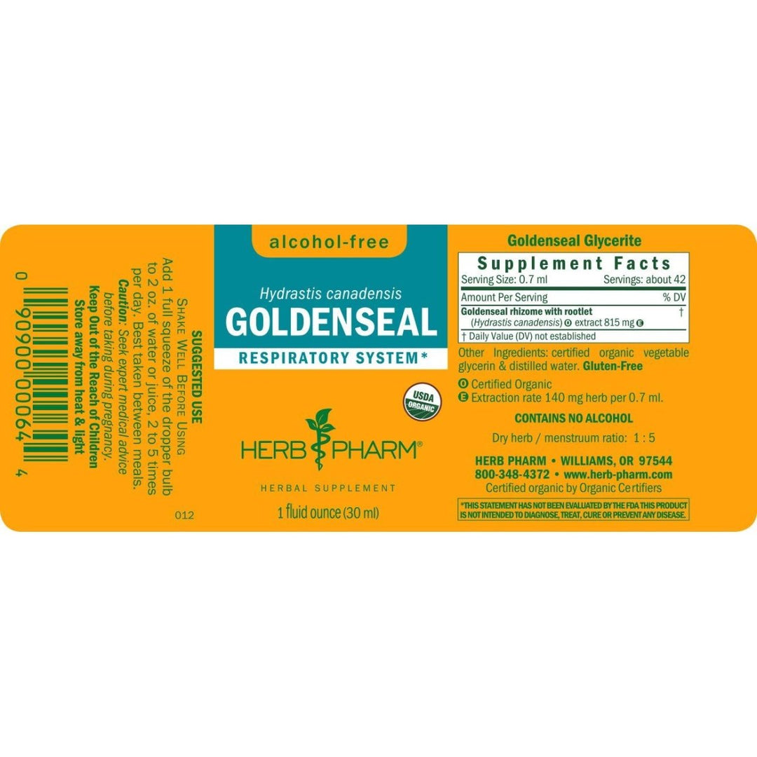 Herb Pharm Goldenseal Extract Alcohol Free 1oz - The Oasis of Health
