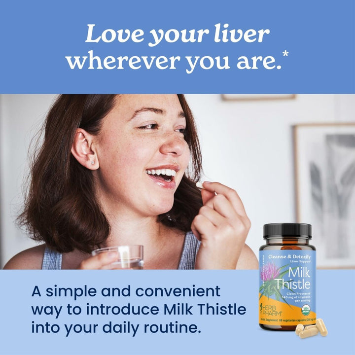 Herb Pharm Milk Thistle Seed Extract w/140 mg Silymarin for Liver Support - 60 Vegetarian Capsules - The Oasis of Health