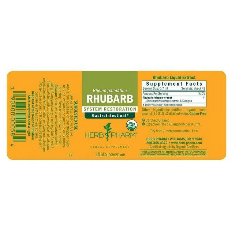 Herb Pharm Rhubarb 1oz - The Oasis of Health