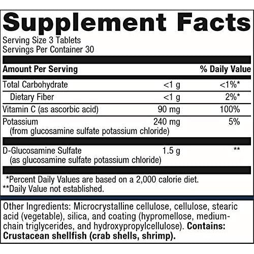 Metagenics Glucosamine Sulfate - Joint Health Support* | 90 Count - Supplement Facts panel