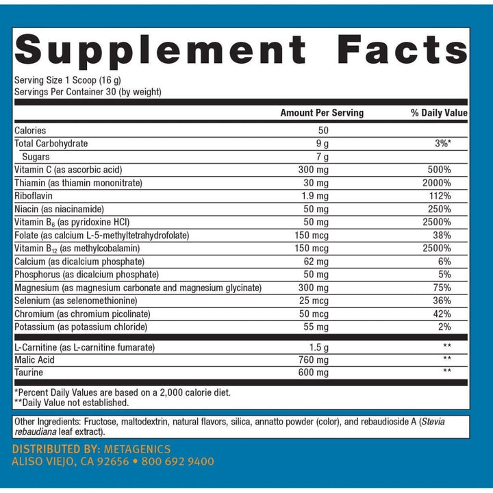 Metagenics - MitoVive, 16.93 oz - Supplement Facts panel