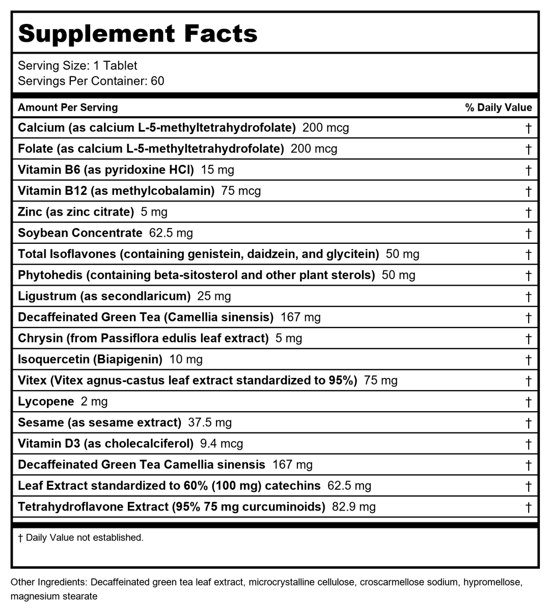 Metagenics - Testralin, 60 Count - Supplement Facts panel