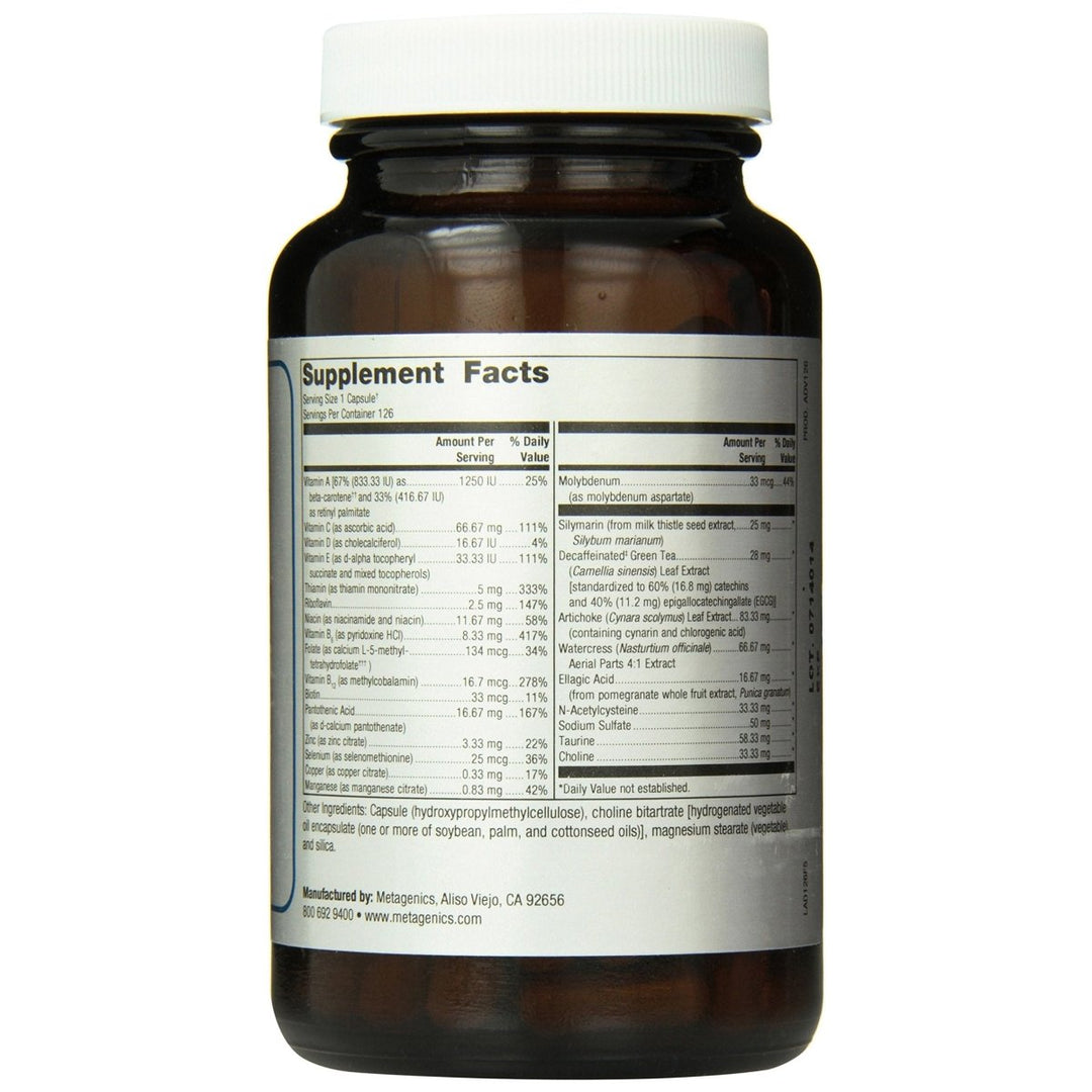 Metagenics Advaclear Capsules, 126 Count - Supplement Facts panel