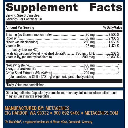 Metagenics Ceralin Forte Capsules, 90 Count - Supplement Facts panel
