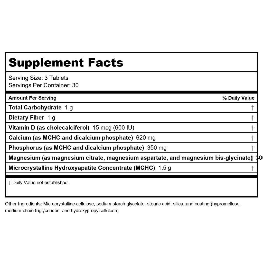 Metagenics - Bone Builder with Magnesium - 180 Tablets - Metagenics - Cal Apatite w/Mag 180T - Supplement Facts panel